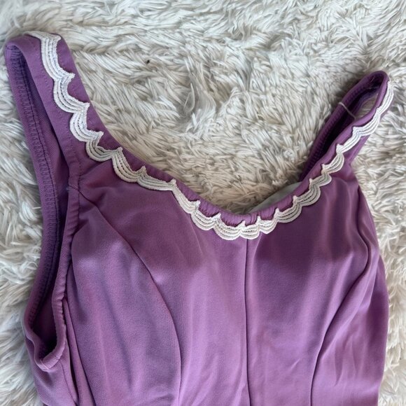 NWT Deadstock Vintage 60s or 70s Purple One Piece Swimsuit by Roaman's size 40 - Picture 3 of 10